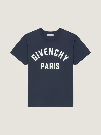 Givenchy Navy Short-sleeved T-shirt With Logo In Blue