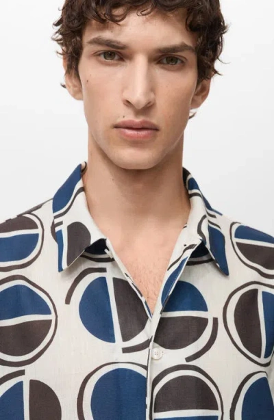 Mango Print Short Sleeve Button-up Shirt In Multi
