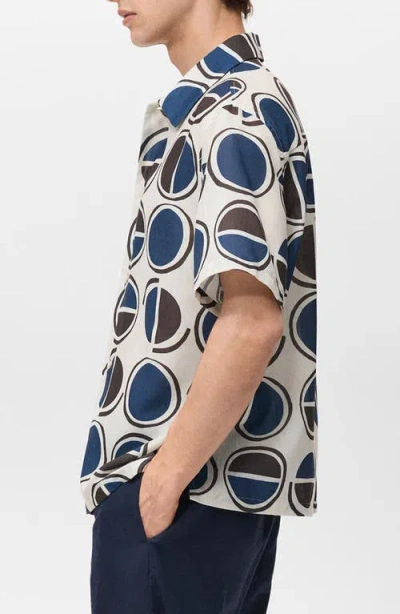 Mango Print Short Sleeve Button-up Shirt In Multi