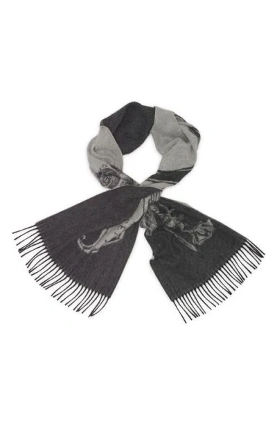 Alexander Mcqueen Mcqueen Tattoo Jacquard Wool & Cashmere Fringe Scarf