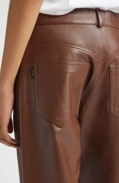 Haikure Five-pocket Leather Pants In Brown