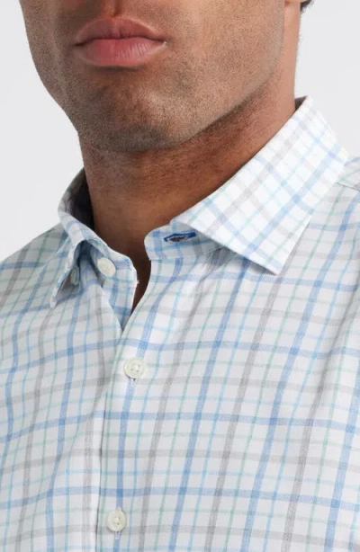 Johnnie-o Maarten Plaid Performance Button-up Shirt In Blue