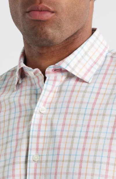 Johnnie-o Maarten Plaid Performance Button-up Shirt In White