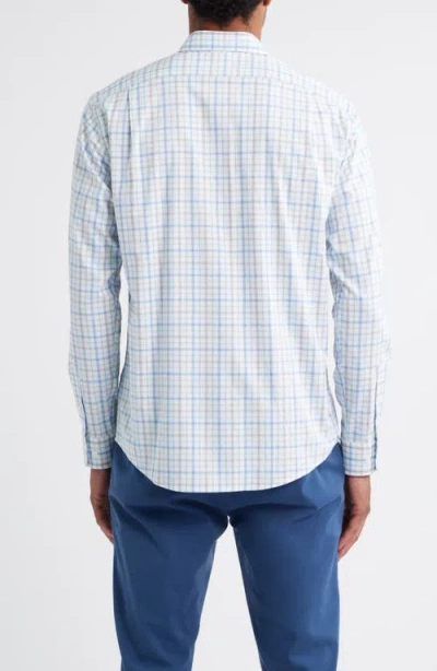 Johnnie-o Maarten Plaid Performance Button-up Shirt In Blue