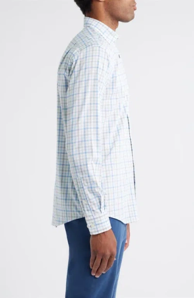 Johnnie-o Maarten Plaid Performance Button-up Shirt In Blue