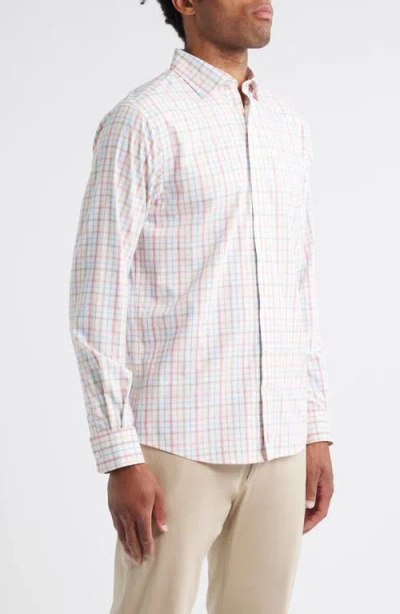 Johnnie-o Maarten Plaid Performance Button-up Shirt In White