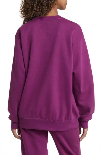 Bp. Fleece Detail Oversize Crewneck Sweatshirt In Purple