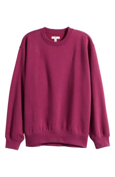 Bp. Fleece Detail Oversize Crewneck Sweatshirt In Purple