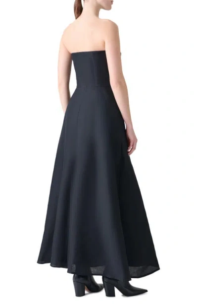Akris Flower Corsage Strapless Organza Gown In Black