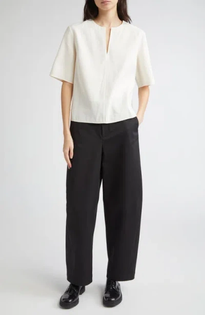 Partow Notch Neck Boxy Top In White