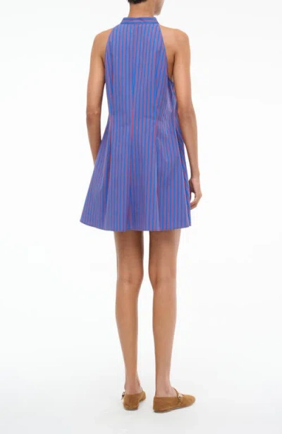 Staud Shirley Stripe Sleeveless A-line Minidress In Purple