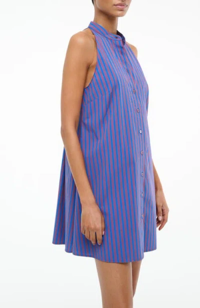 Staud Shirley Stripe Sleeveless A-line Minidress In Purple