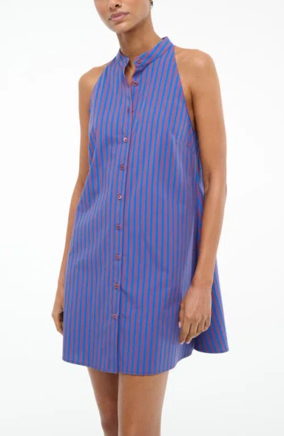 Staud Shirley Stripe Sleeveless A-line Minidress In Purple