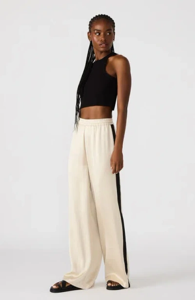 Steve Madden Moxie Side Stripe Wide Leg Pants In White