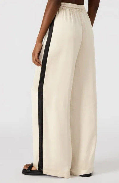 Steve Madden Moxie Side Stripe Wide Leg Pants In White