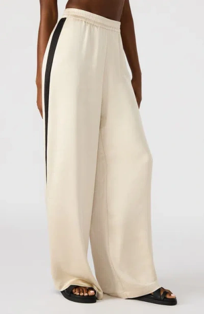 Steve Madden Moxie Side Stripe Wide Leg Pants In White