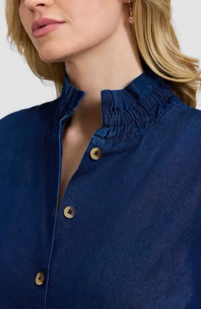 Foxcroft Carolina Denim Button-up Shirt In Blue