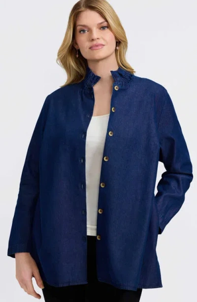 Foxcroft Carolina Denim Button-up Shirt In Blue