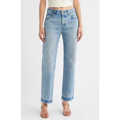 Moussy Vintage Princeton Release Hem Straight Leg Jeans In Blue
