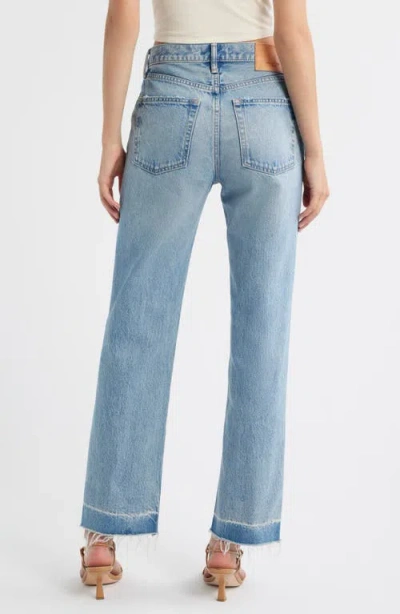 Moussy Vintage Princeton Release Hem Straight Leg Jeans In Blue