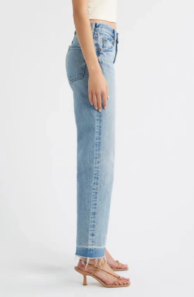 Moussy Vintage Princeton Release Hem Straight Leg Jeans In Blue