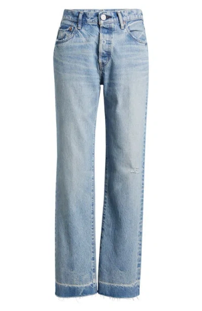 Moussy Vintage Princeton Release Hem Straight Leg Jeans In Blue