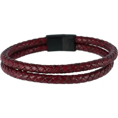 Trafalgar Loose Fit Caleb's Crimson Braided Leather Secure Clasp Bracelet