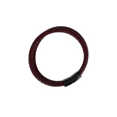 Trafalgar Loose Fit Caleb's Crimson Braided Leather Secure Clasp Bracelet