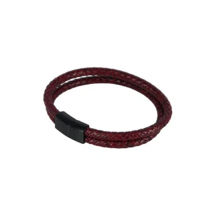 Trafalgar Loose Fit Caleb's Crimson Braided Leather Secure Clasp Bracelet