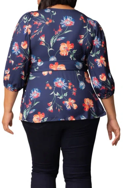 Kiyonna Nina Wrap Top In Blue
