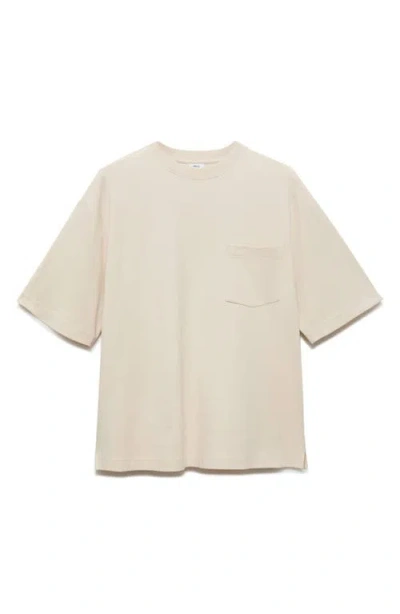 Mango Oversize Cotton T-shirt In Neutral