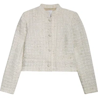 Eleventy Wool Blend Bouclé Tweed Crop Jacket In Neutral