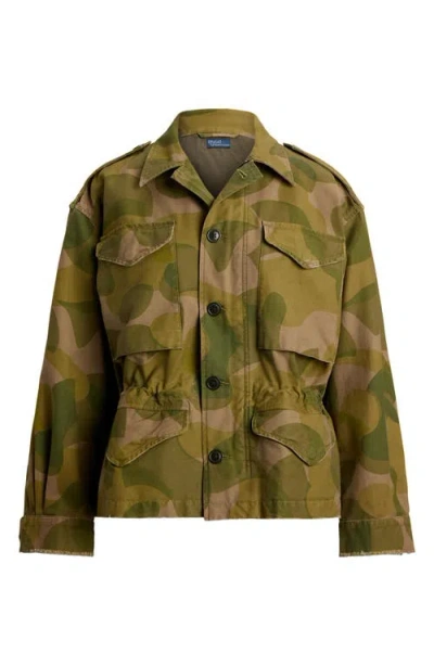 Polo Ralph Lauren Geo Print Cotton Twill Field Jacket In Green