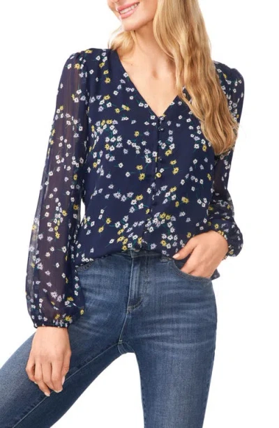 Cece Floral Yoryu Chiffon Top In Multi
