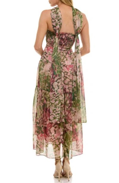 Socialite Metallic Floral Strapless Dress & Scarf Set In Multi