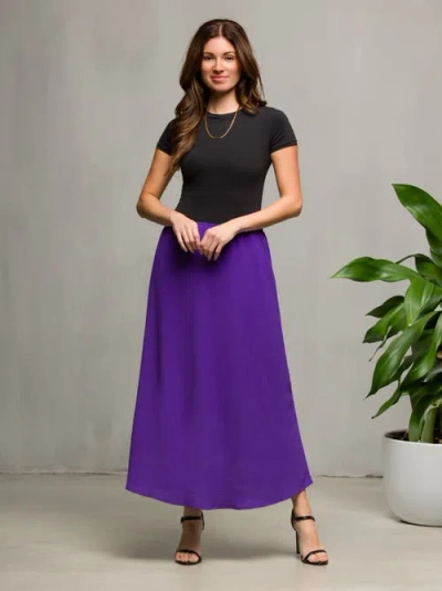 24seven Comfort Apparel Elastic Waist A-line Maxi Skirt