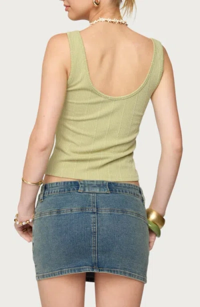 Edikted Yarah Keyhole Crop Rib Tank In Green