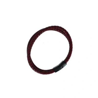 Trafalgar Caleb's Crimson Braided Leather Secure Clasp Bracelet