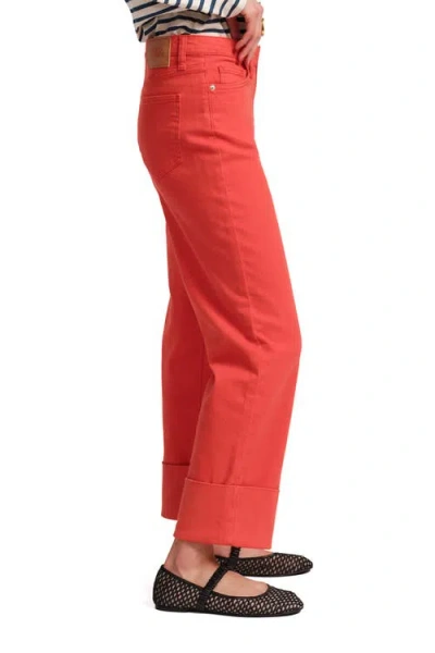 Frances Valentine Smarty Cuffed Jeans Solid Denim In Red