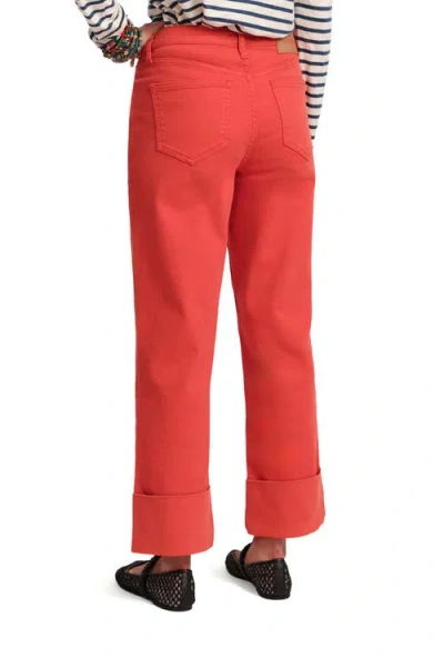Frances Valentine Smarty Cuffed Jeans Solid Denim In Red