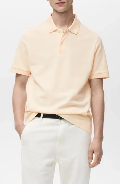 Mango Regular Fit Cotton Pique Knit Polo In Yellow