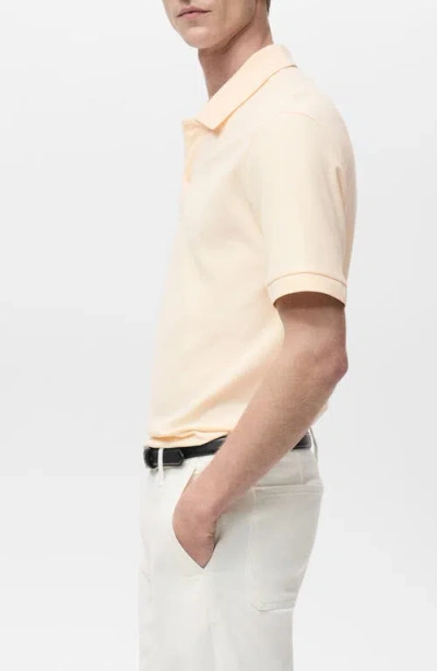 Mango Regular Fit Cotton Pique Knit Polo In Yellow