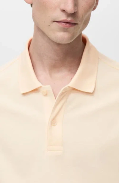 Mango Regular Fit Cotton Pique Knit Polo In Yellow