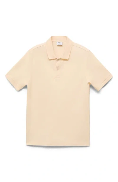 Mango Regular Fit Cotton Pique Knit Polo In Yellow