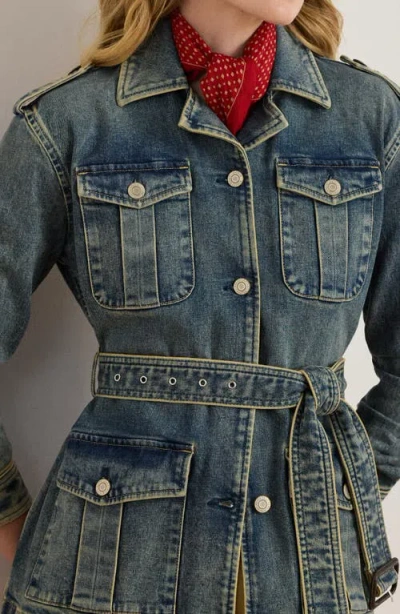 Ralph Lauren Women's Belted Denim Field Jacket In Blue