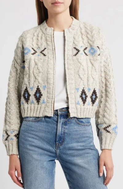 The Great . The Cavern Wool Blend Zip-up Cardigan In Neutral