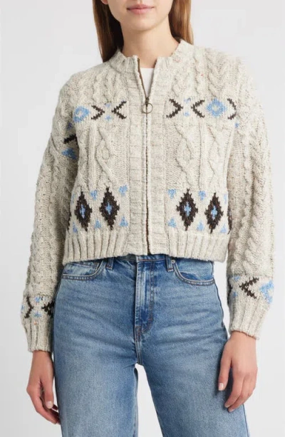 The Great . The Cavern Wool Blend Zip-up Cardigan In Neutral