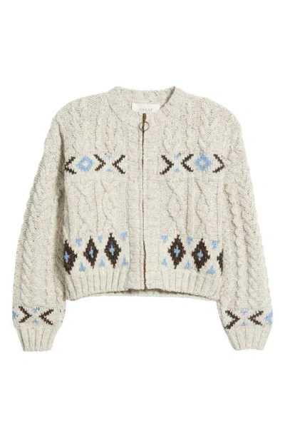 The Great . The Cavern Wool Blend Zip-up Cardigan In Neutral