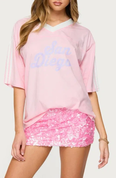 Edikted San Diego Oversize Graphic T-shirt In Pink