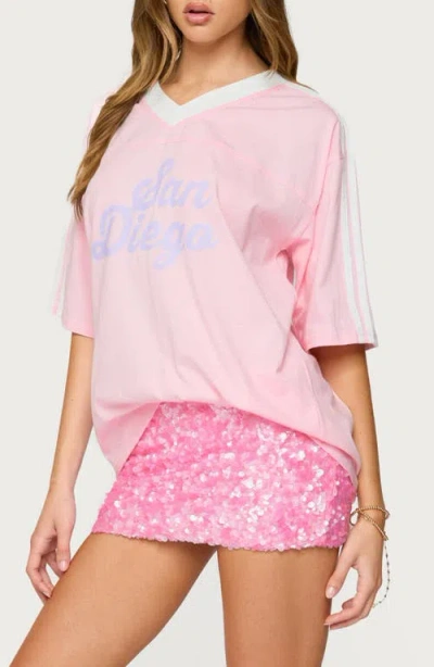 Edikted San Diego Oversize Graphic T-shirt In Pink